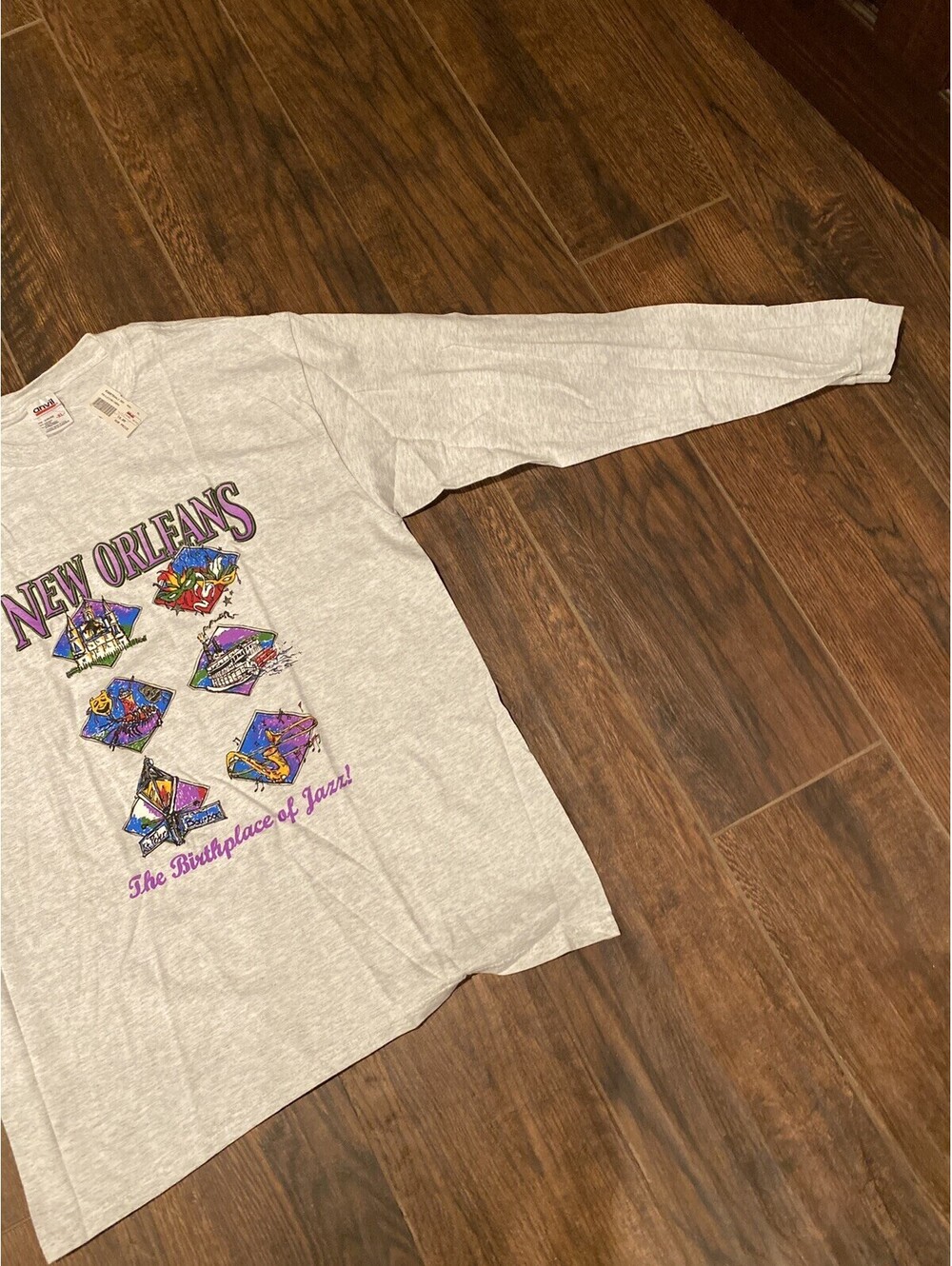 NWT New Orleans Birthplace Of Jazz Long Sleeve T Shirt Vtg 90s USA XL - Picture 2 of 10